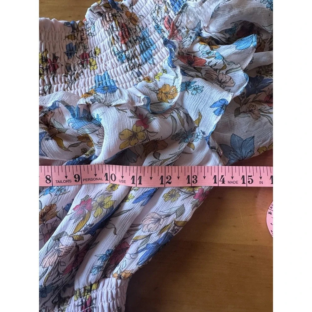 Gilner Farrar Pink Floral Mini Dress Off The Shoulder Ruffled Neckline Size XS‎